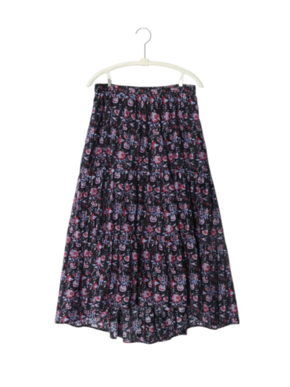 Xirena Iris Floral Midi Skirt Womens Medium Navy Blue Purple Cotton Silk Boho
